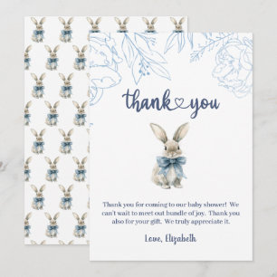 Blue Bunny Baby shower Bedankkaart