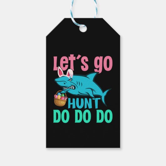 Blue Bunny Ears Shark Easter Hunt Cadeaulabel (Voorkant)