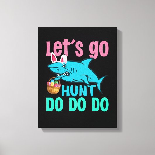 Blue Bunny Ears Shark Easter Hunt Canvas Afdruk (Voorkant)