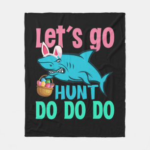 Blue Bunny Ears Shark Easter Hunt Fleece Deken