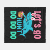 Blue Bunny Ears Shark Easter Hunt Fleece Deken (Voorkant (Horizontaal))