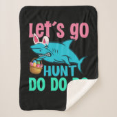 Blue Bunny Ears Shark Easter Hunt Sherpa Deken (Voorkant)