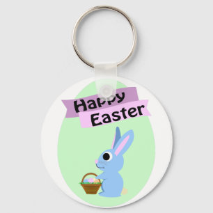 Blue Bunny Happy Pasen Sleutelhanger