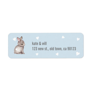 Blue Bunny Heart Retourner l'adresse Étiquettes