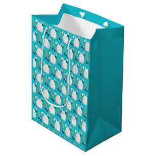 Blue Bunny kleurrijke Waterverf patroon Medium Cadeauzakje