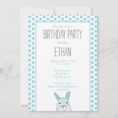 Blue Bunny Première Invitation d'anniversaire (Dos)