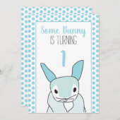 Blue Bunny Première Invitation d'anniversaire (Devant / Derrière)