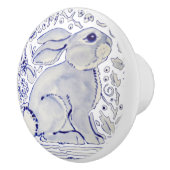 Blue Bunny Rabbit Floral Delft Dedham Ceramic Pull Keramische Knop (Rechts)