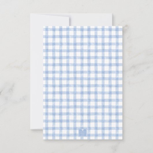 Blue Bunny Rabbit Gingham Monogram Crest Bedankkaart (Achterkant)