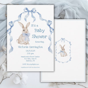 Blue Bunny Rabbit Ribbon Boy Baby Kaart