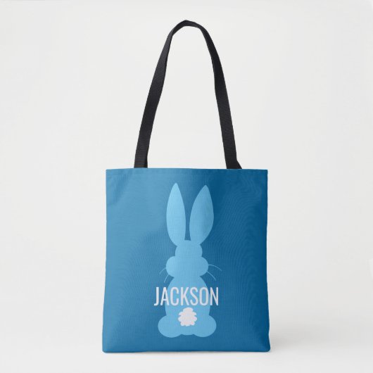 Blue Bunny Silhouette Easter - Aangepaste jongens Tote Bag (Voorkant)