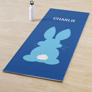 Blue Bunny Silhouette Personalized Cute Animal Yogamat
