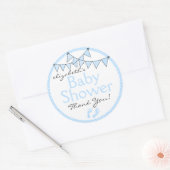 Blue Bunting Flags Baby shower dank u Ronde Sticker (Envelop)