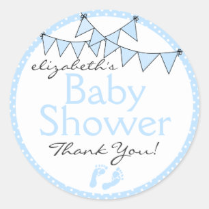 Blue Bunting Flags Baby shower dank u Ronde Sticker
