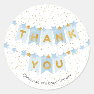 Blue Bunting Flags Gold Bedankt Ronde Sticker