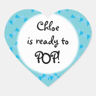 Blue Bunting Ready to POP Baby Boy Shower Hart Sticker