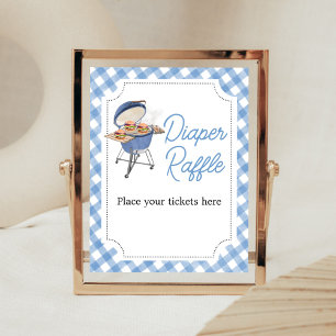 Blue Burger BBQ Baby shower Luier Raffle Poster