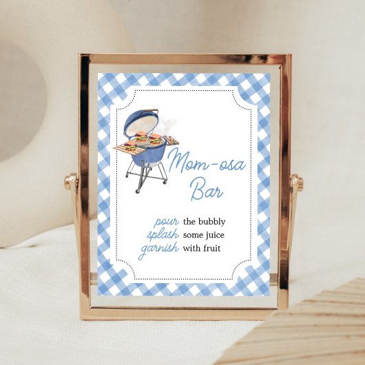 Blue Burger BBQ Baby shower Moeder Osa Bar Poster