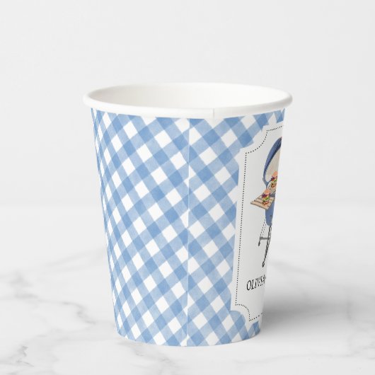 Blue Burger BBQ Baby shower Papieren Bekers (Rechts)