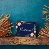 Blue Burgundy Floral Wedding Gereserveerd 5x7 Tabe Fotoplaat (Zijkant)