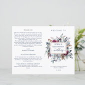 Blue Burgundy Paars Floral vouwde het programma aa (Staand voorkant)