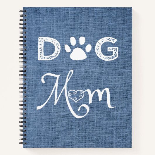 Blue Burlap Chien Maman Carnet (Devant)