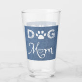Blue Burlap Chien Maman Coupe de verre (Dos)