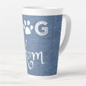 Blue Burlap Chien Maman Latte Mug (Angle droit)
