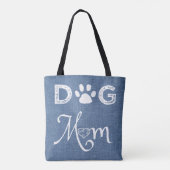 Blue Burlap Chien Maman Sac fourre-tout (Dos)