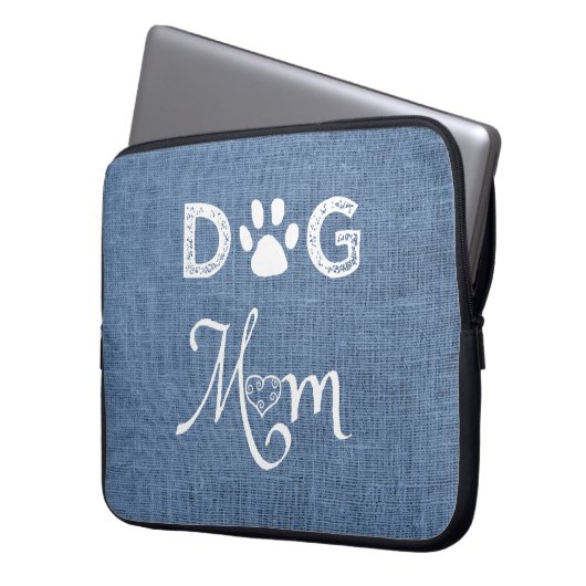 Blue Burlap Dog-laptophoes Laptop Sleeve (Voorkant Links)