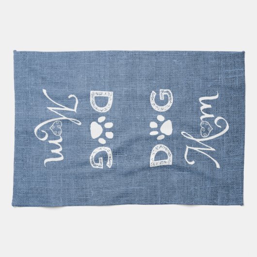 Blue Burlap Dog Ma Kitchen Towel Theedoek (Horizontaal)