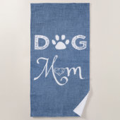 Blue Burlap Dog Mam Beach Towel Strandlaken (Voorkant)