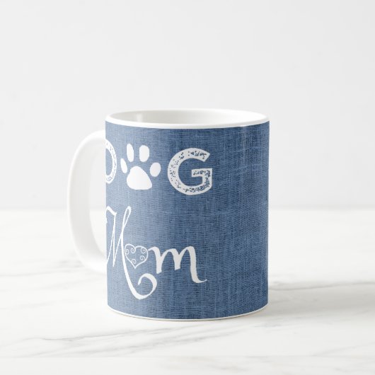 Blue Burlap Dog mam Coffee Mok (Voorkant links)