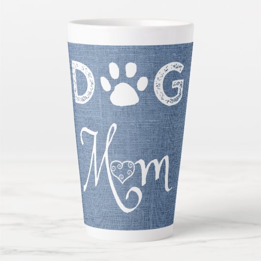 Blue Burlap Dog Mam Latte Mok (Voorkant)