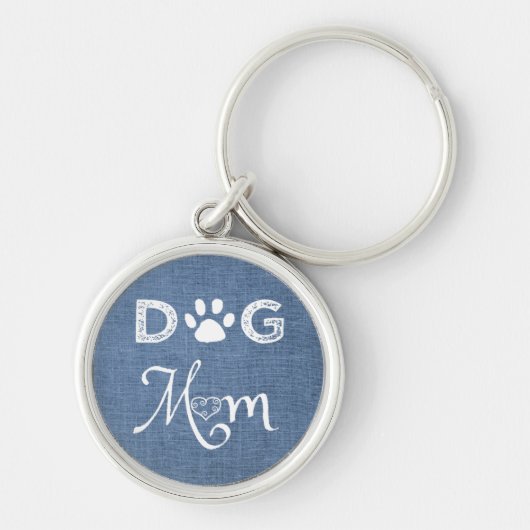 Blue Burlap Dog mam Metal Sleutelhanger (Voorkant)