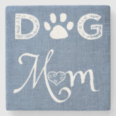 Blue Burlap Dog mama Onderzetter (Voorkant)