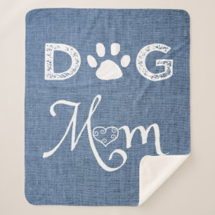 Blue Burlap Dog mama Sherpa Blanket Sherpa Deken