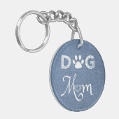 Blue Burlap Dog mama Sleutelhanger (Voorkant Links)