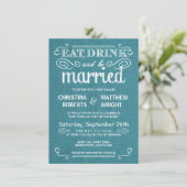 Blue Burlap Invitations de mariage rustique (Debout devant)
