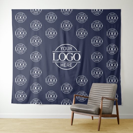 Blue Business Logo Step & Repeat Backdrop Banner Wandkleed (In Situ (horizontaal))