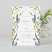 Blue Buttercup repetitie diner Folie Uitnodiging (Staand Voorkant)