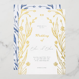 Blue Buttercup Wedding Folie Uitnodiging