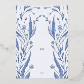 Blue Buttercup Wedding Folie Uitnodiging (Achterkant)