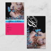 BLUE BUTTERFLES HAIR BEAUTY MAKEUP ARTIST monogram Visitekaartje (Voorkant / Achterkant)