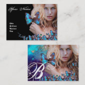 BLUE BUTTERFLES HAIR BEAUTY MAKEUP ARTIST monogram Visitekaartje (Voorkant / Achterkant)