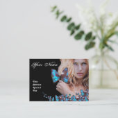 BLUE BUTTERFLES HAIR BEAUTY MAKEUP ARTIST monogram Visitekaartje (Staand voorkant)