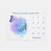 Blue Butterflies Baby Milestone Growth Tracker Fleece Deken (Voorkant (Horizontaal))