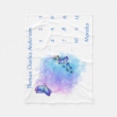 Blue Butterflies Baby Milestone Growth Tracker Fleece Deken (Voorkant)