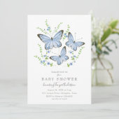 Blue Butterflies Baby shower Kaart (Staand voorkant)