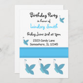 Blue Butterflies Birthday Uitnodiging (Voorkant / Achterkant)